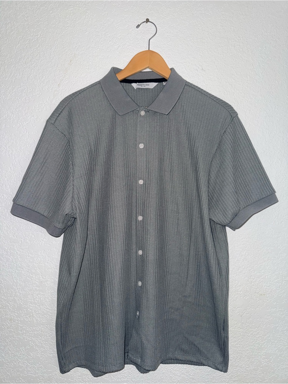 Kenneth Cole Gray Short-Sleeve Button-Down Polo Shirt